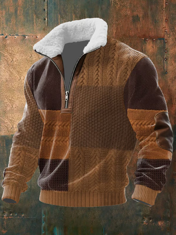 LAVRÉ RAGNAR |  Zip-Up Sweater with a High Fur-Trimmed Collar
