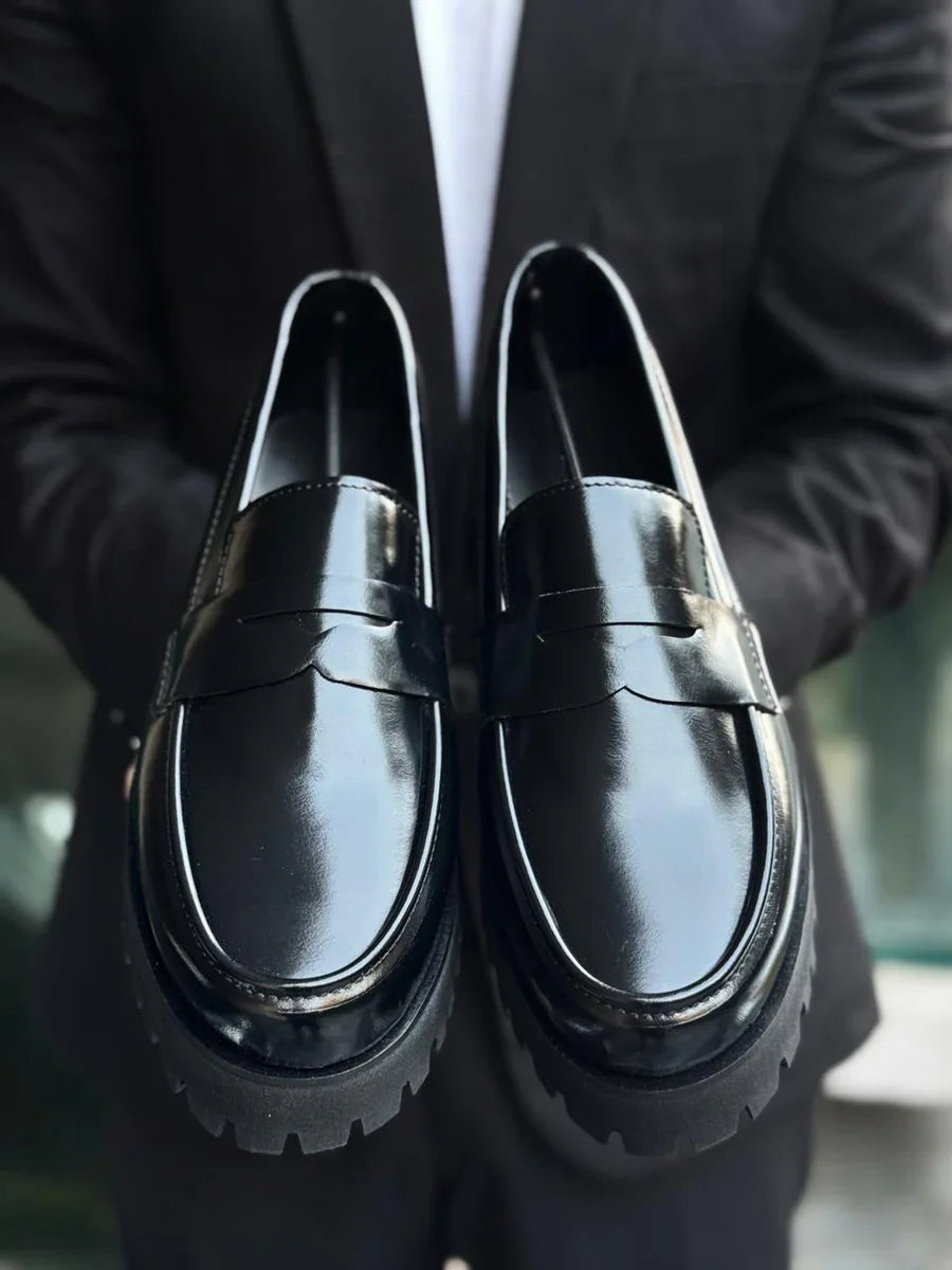 Rafello&Co | Formal Black Penny Loafers