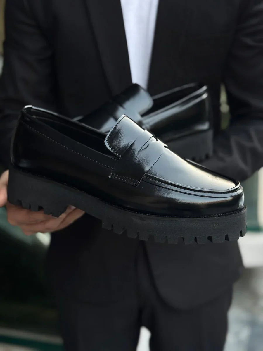Rafello&Co | Formal Black Penny Loafers