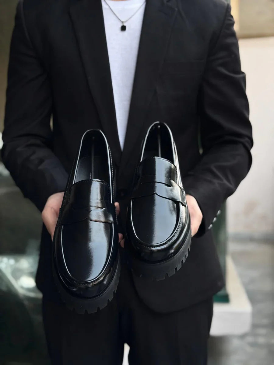 Rafello&Co | Formal Black Penny Loafers