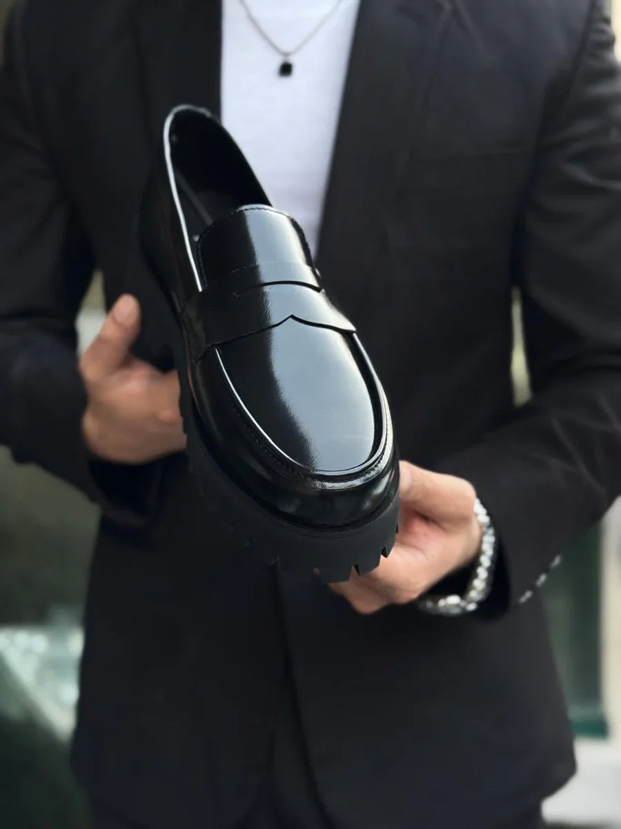 Rafello&Co | Formal Black Penny Loafers