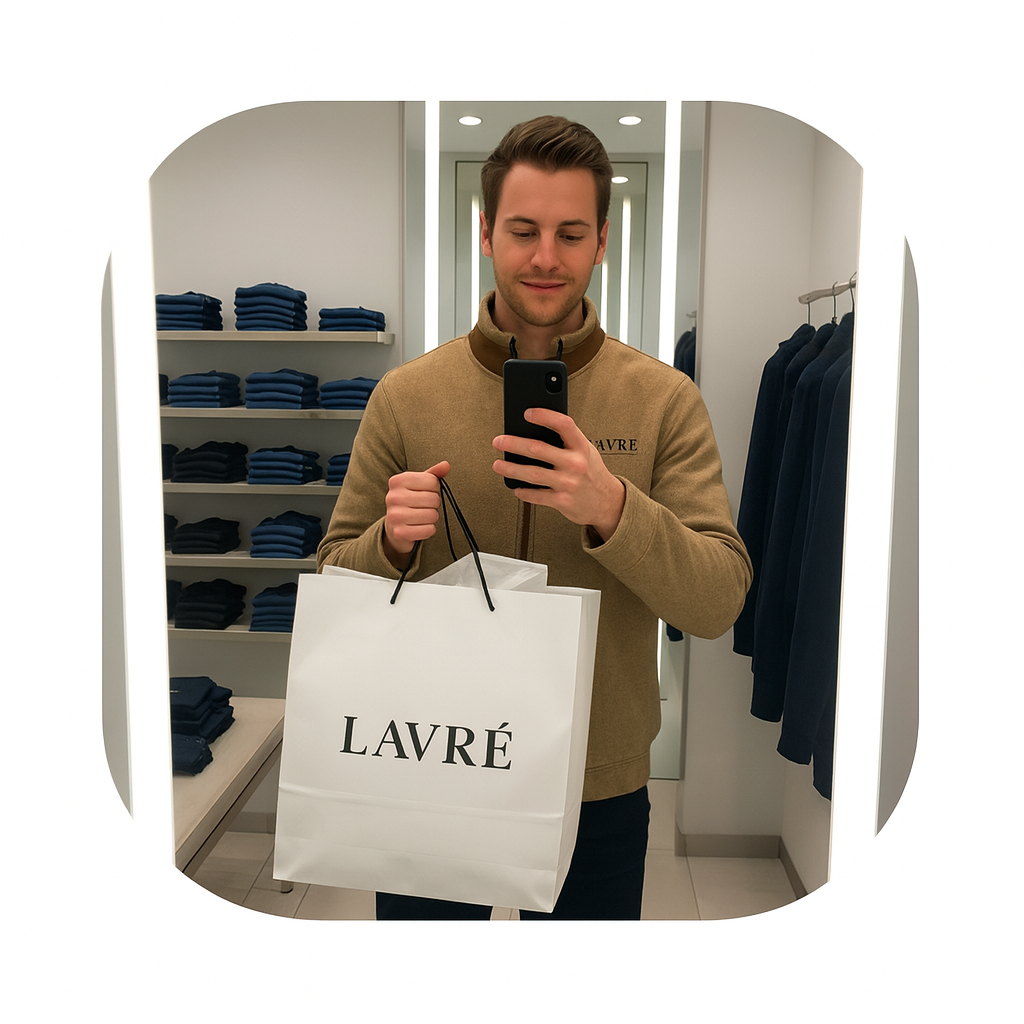 Customer holding Lavré shopping bag
